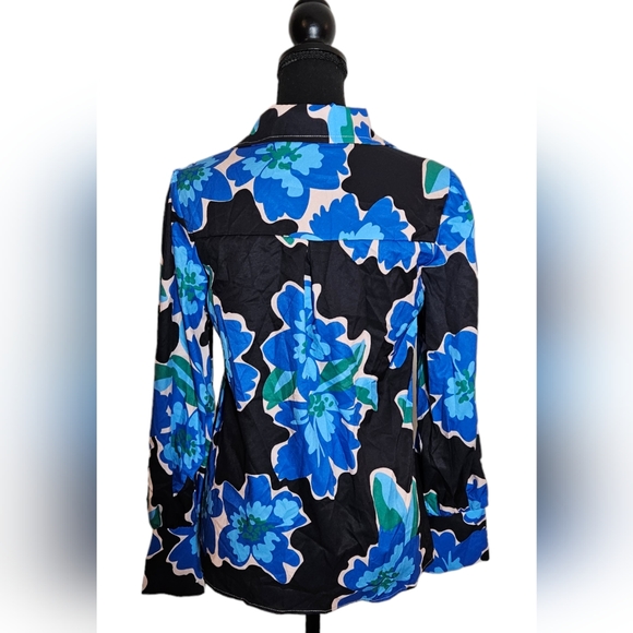 NWOT Women's Sexy Floral Print Button Front Shirt Size S - Picture 4 of 5